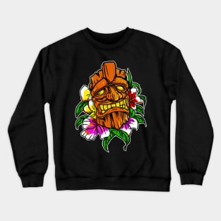 Tiki on  Flowers Crewneck Sweatshirt